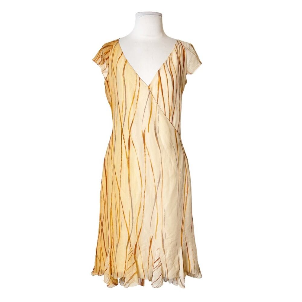Richard Tyler Couture striped silk chiffon dress sz 10